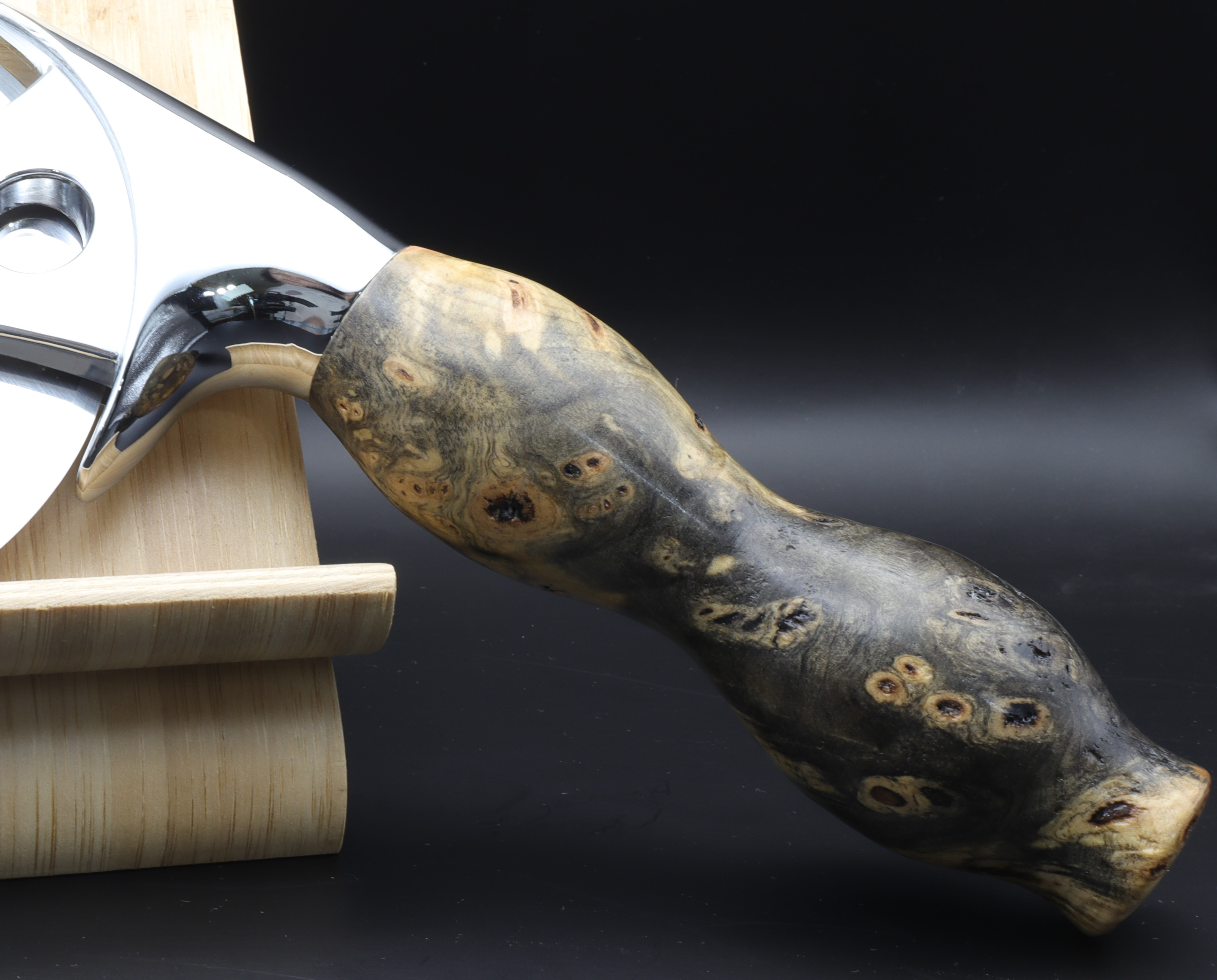 Spalted Buckeye Burl Pizza Cutter